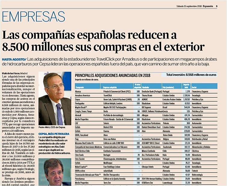 Las compaas espaolas reducen a  8.500 millones sus compras en el exterior